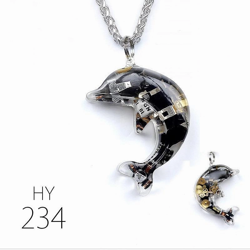 Dolphin Steampunk Electronic Pendant Necklace