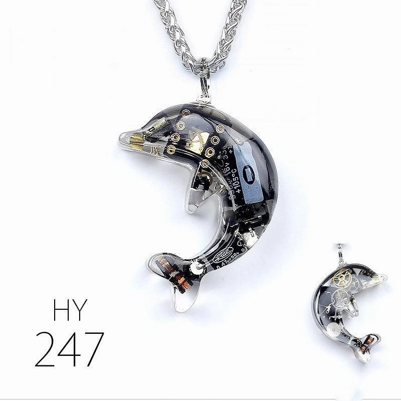 Dolphin Steampunk Electronic Pendant Necklace