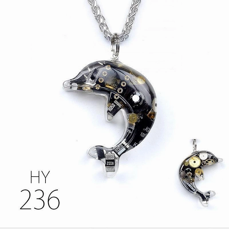 Dolphin Steampunk Electronic Pendant Necklace