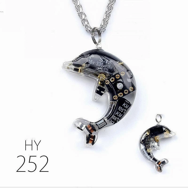 Dolphin Steampunk Electronic Pendant Necklace