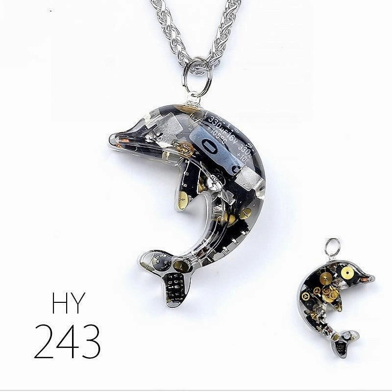 Dolphin Steampunk Electronic Pendant Necklace