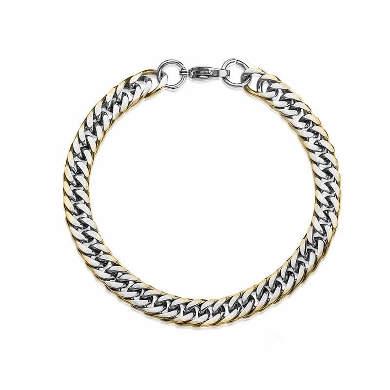 Double Curb Gold Edged Bracelet 