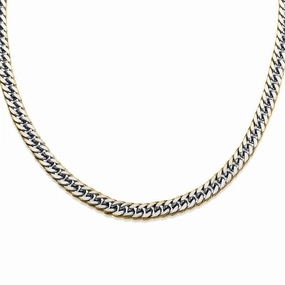 Double Curb Gold Edged Necklace 