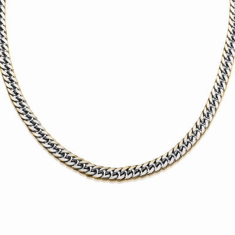 Double Curb Gold Edged Necklace 
