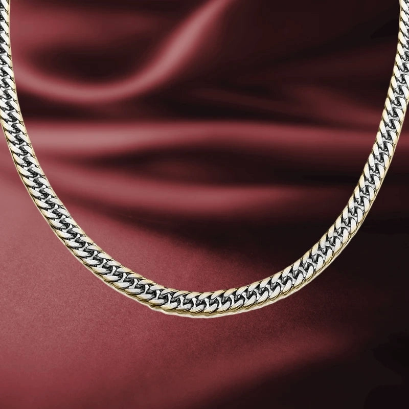 Double Curb Gold Edged Necklace