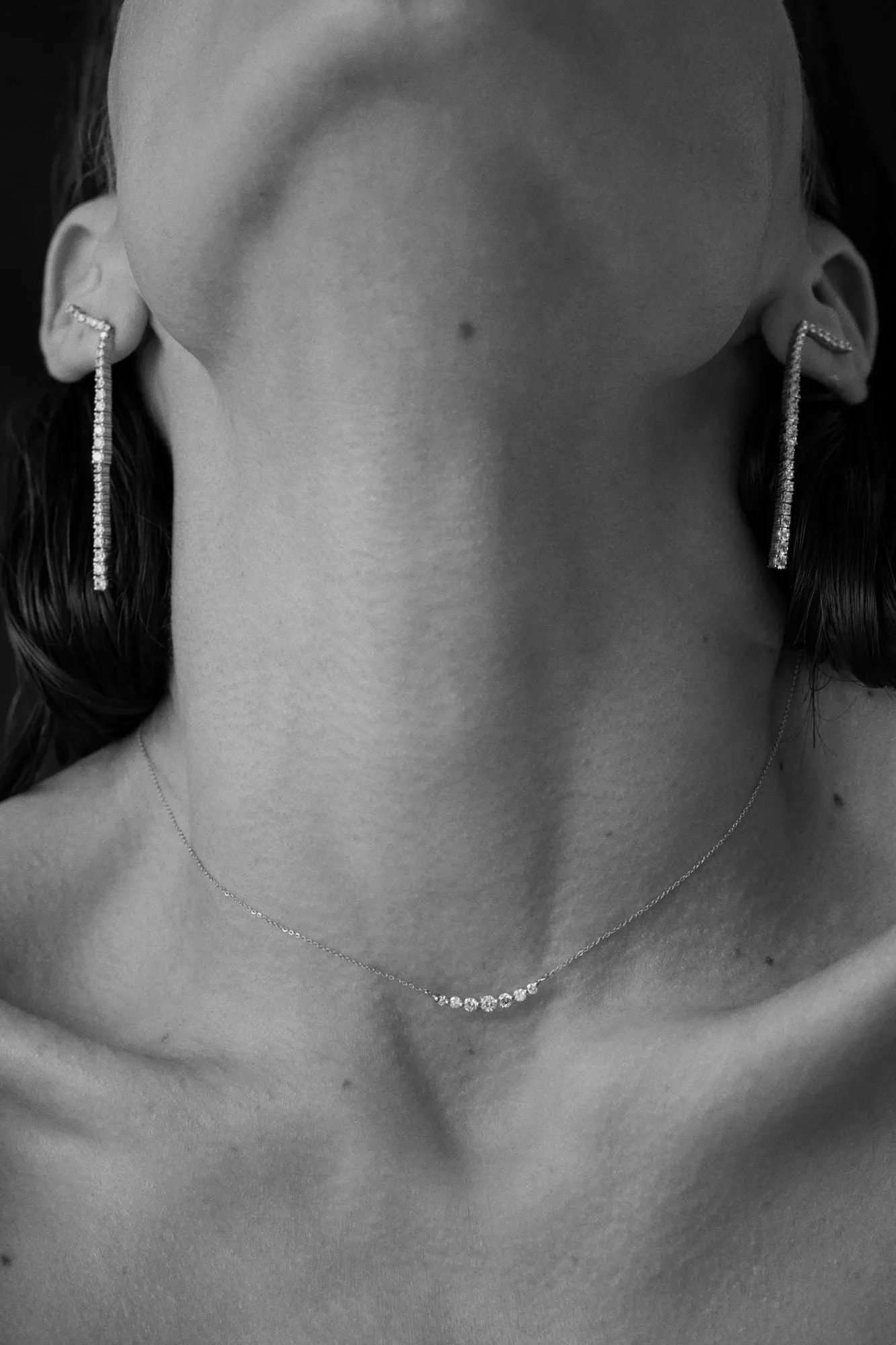 Double Degrade 18K Whitegold Necklace w. Lab-Grown Diamonds