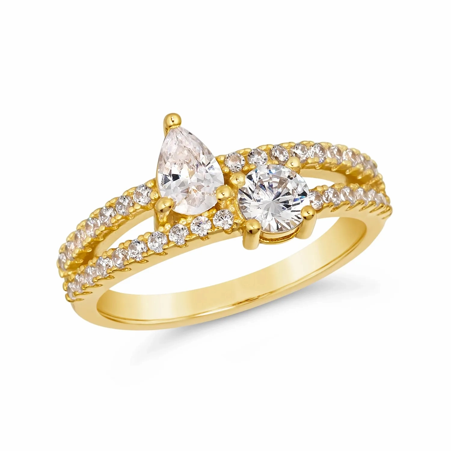 Double Diamond Bypass Ring