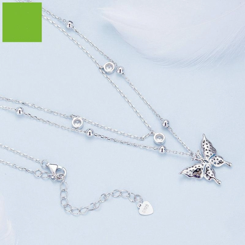 Double-layer Fringed Butterfly Necklace