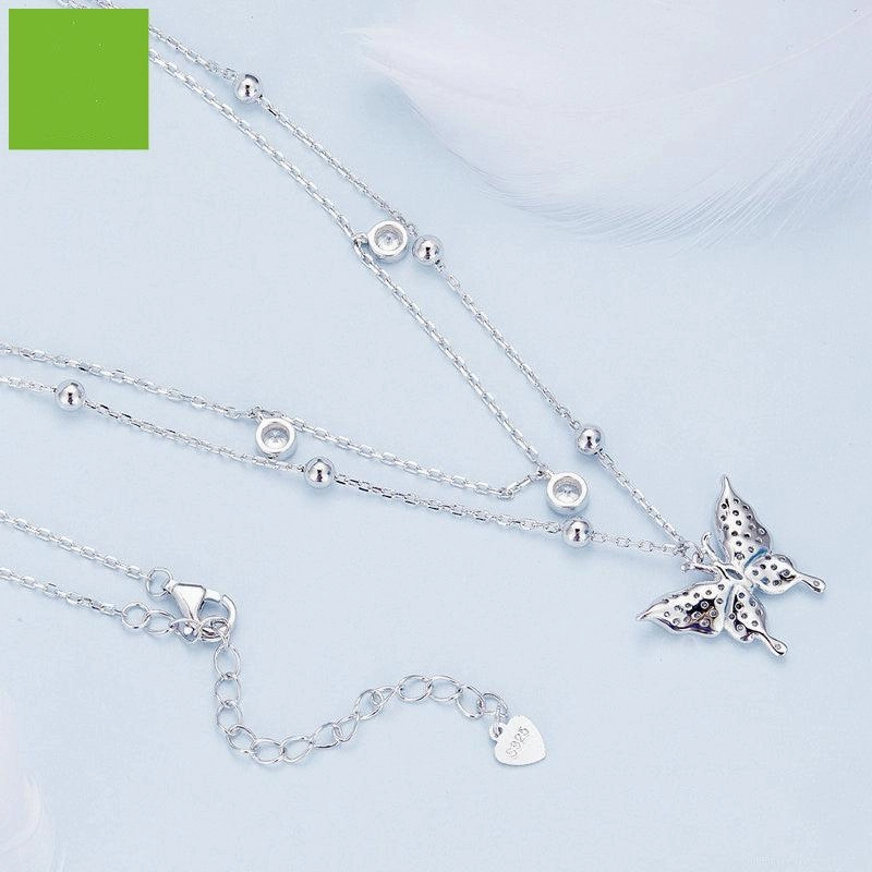 Double-layer Fringed Butterfly Necklace