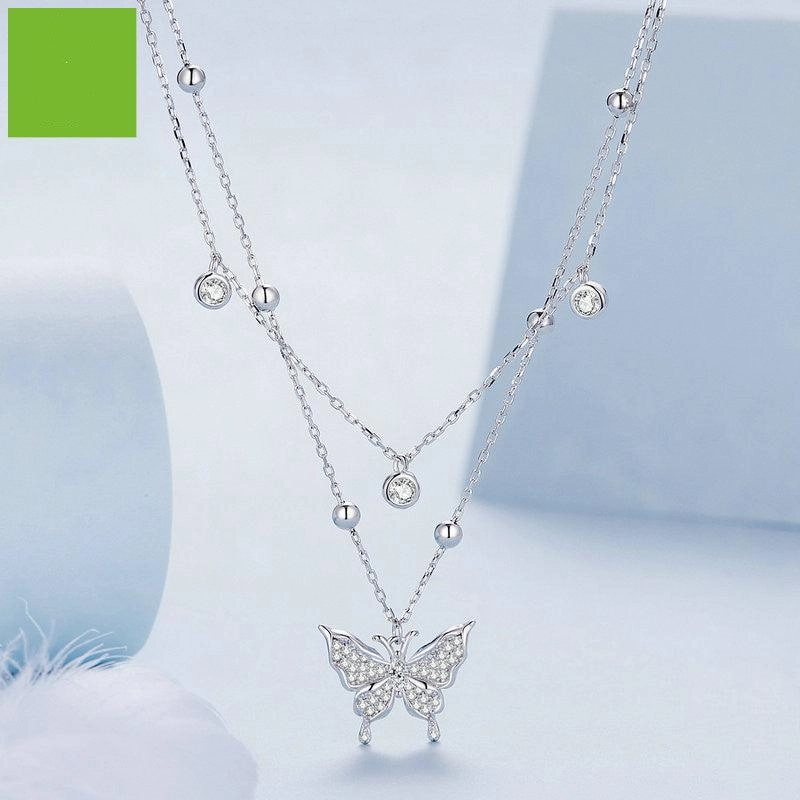 Double-layer Fringed Butterfly Necklace