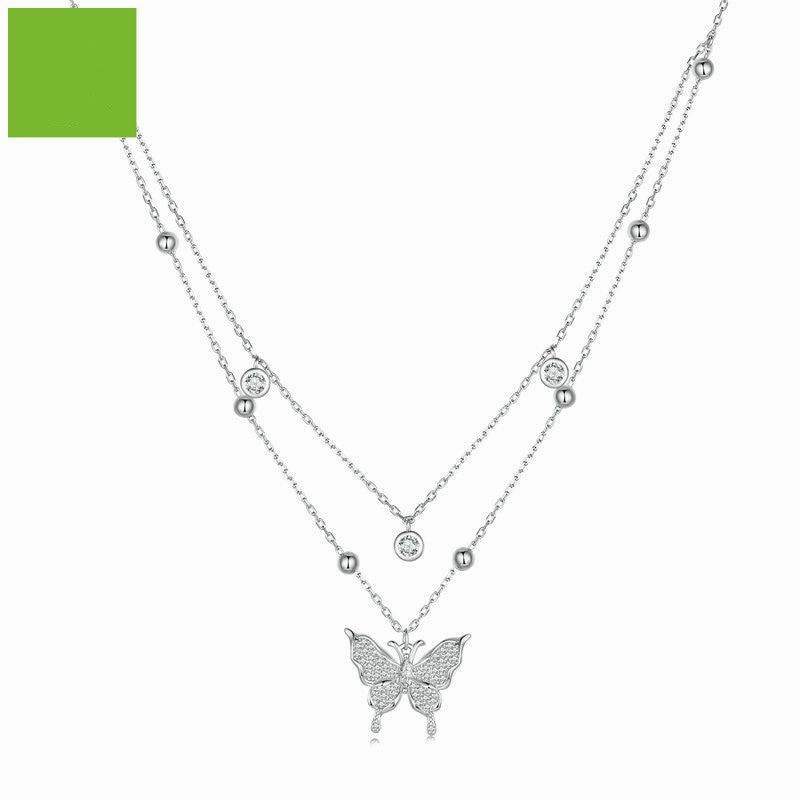 Double-layer Fringed Butterfly Necklace