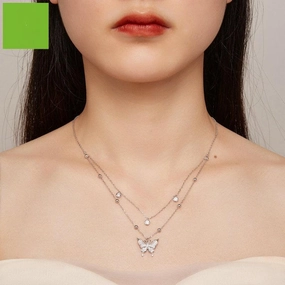 Double-layer Fringed Butterfly Necklace 