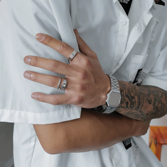 Double Layer Titanium Steel Ring Hip Hop