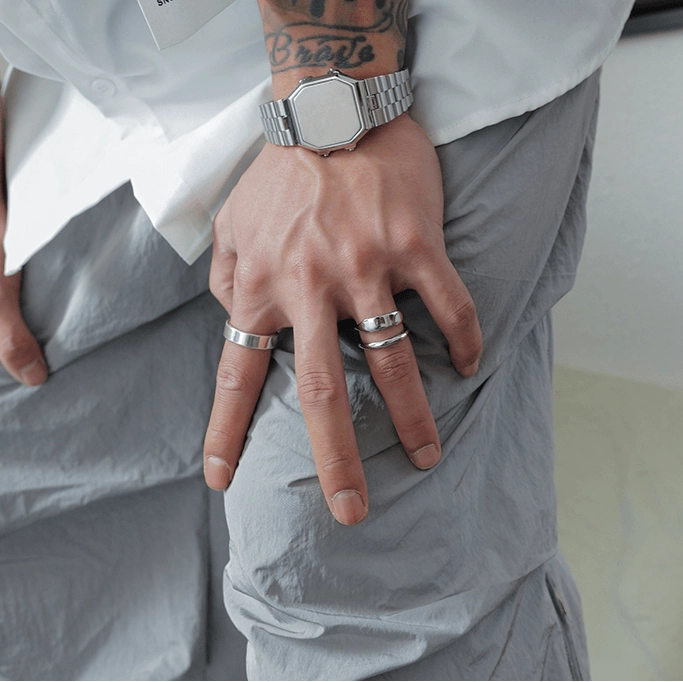Double Layer Titanium Steel Ring Hip Hop