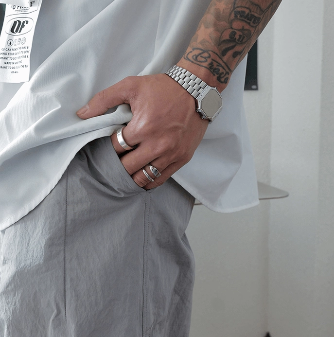 Double Layer Titanium Steel Ring Hip Hop