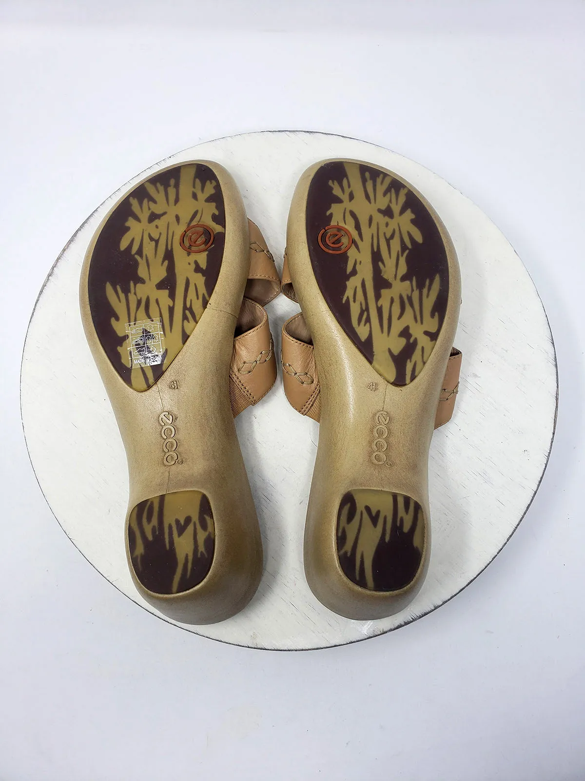 ecco Größe 10 (41) Beige Gestickte Slide-Sandalen NWOB