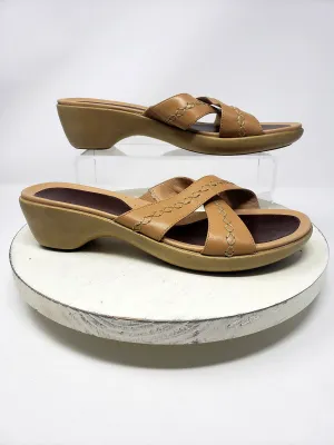ecco Größe 10 (41) Beige Gestickte Slide-Sandalen NWOB