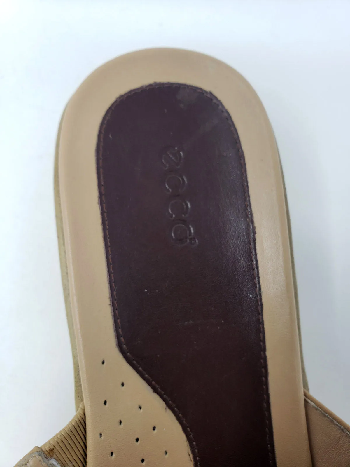 ecco Größe 10 (41) Beige Gestickte Slide-Sandalen NWOB
