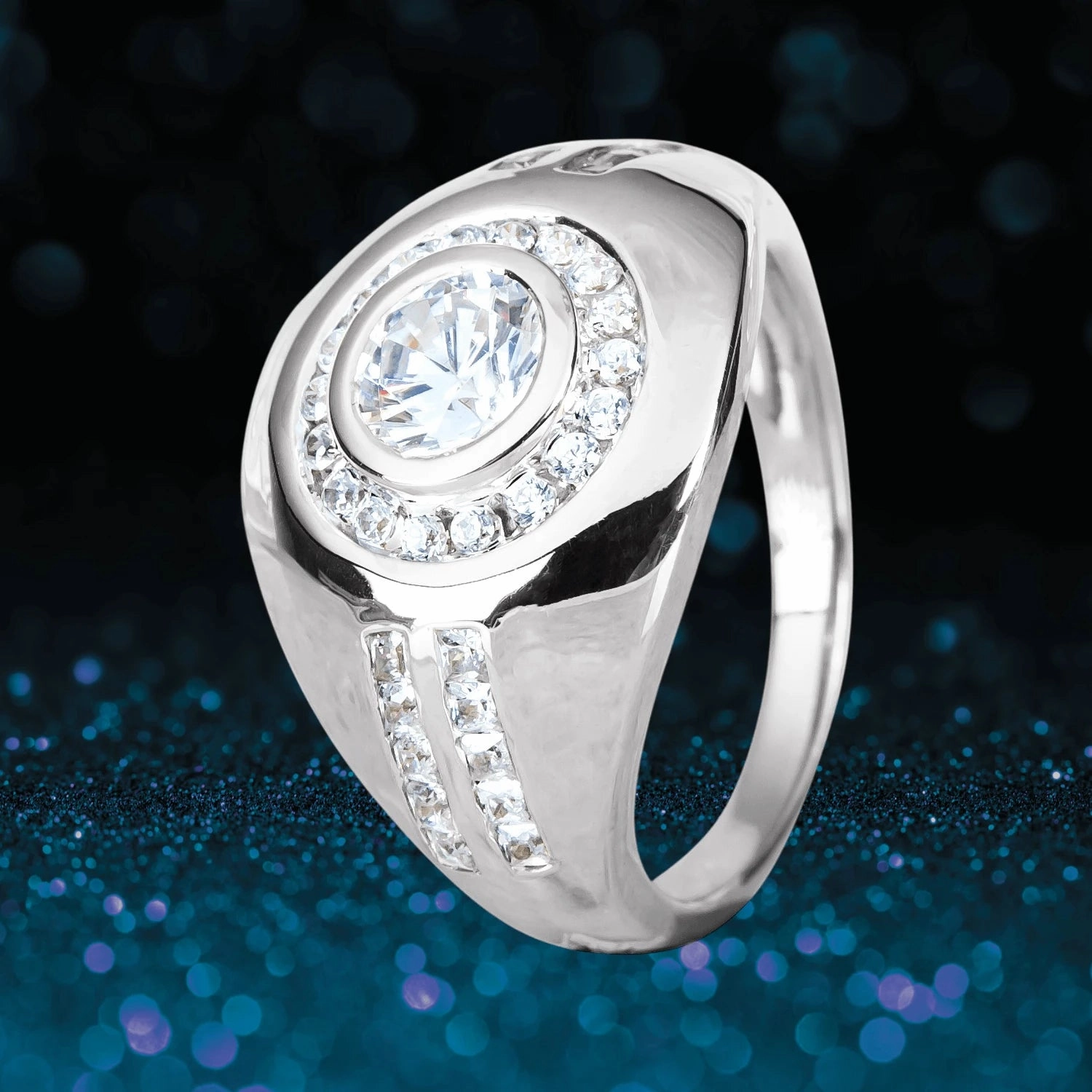 Echo Men's Rhodium Ring
