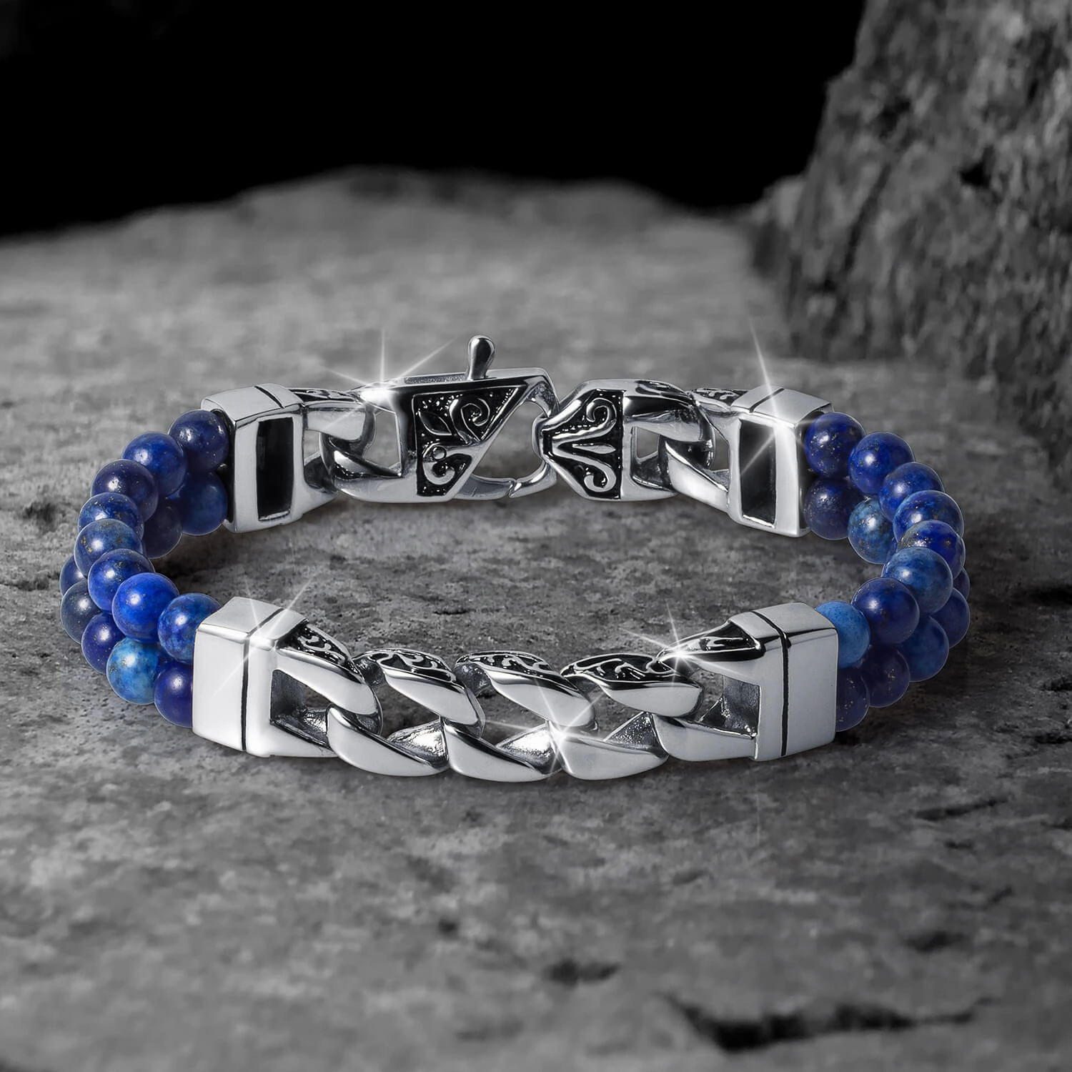 Eclipse Lapis Steel Men's Bracelet