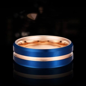 Electroplated Blue Gold Men's Tungsten Steel Ring 