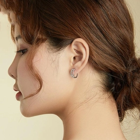 Electroplated Simple Double Layer Earrings 