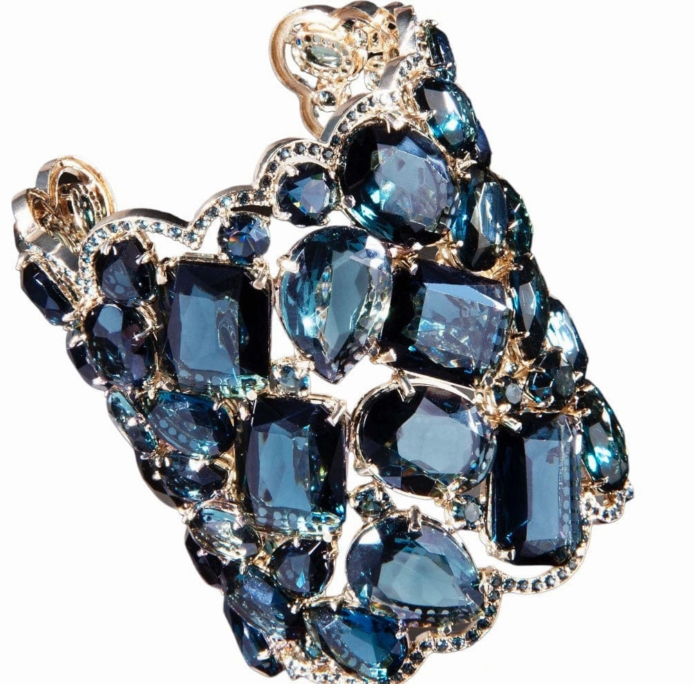 Elegant Female Swarovski Crystal Cuff 72 Blue Stones hand-chain-bracelet  