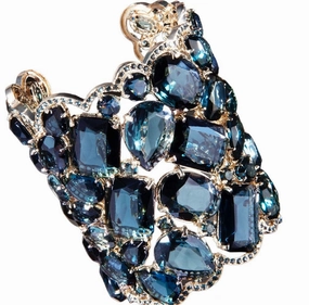 Elegant Female Swarovski Crystal Cuff 72 Blue Stones hand-chain-bracelet  