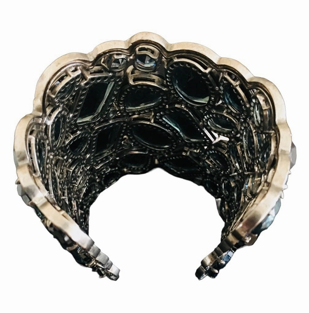 Elegant Female Swarovski Crystal Cuff 72 Blue Stones