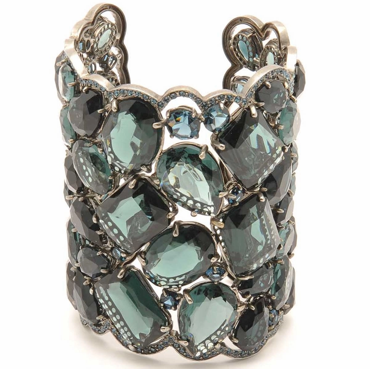Elegant Female Swarovski Crystal Cuff 72 Blue Stones