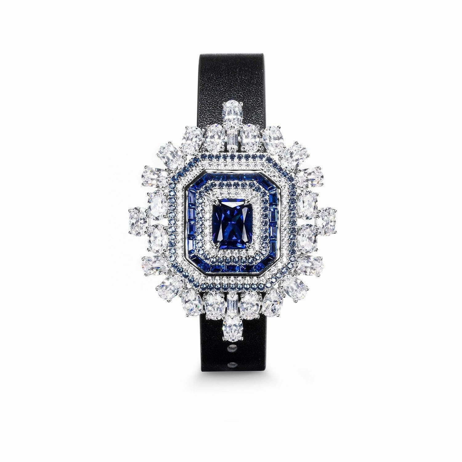 Elegant Sapphire And Diamond Watch With Necklace