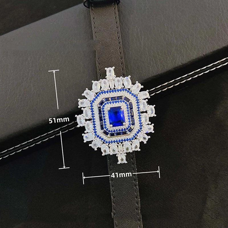 Elegant Sapphire And Diamond Watch With Necklace