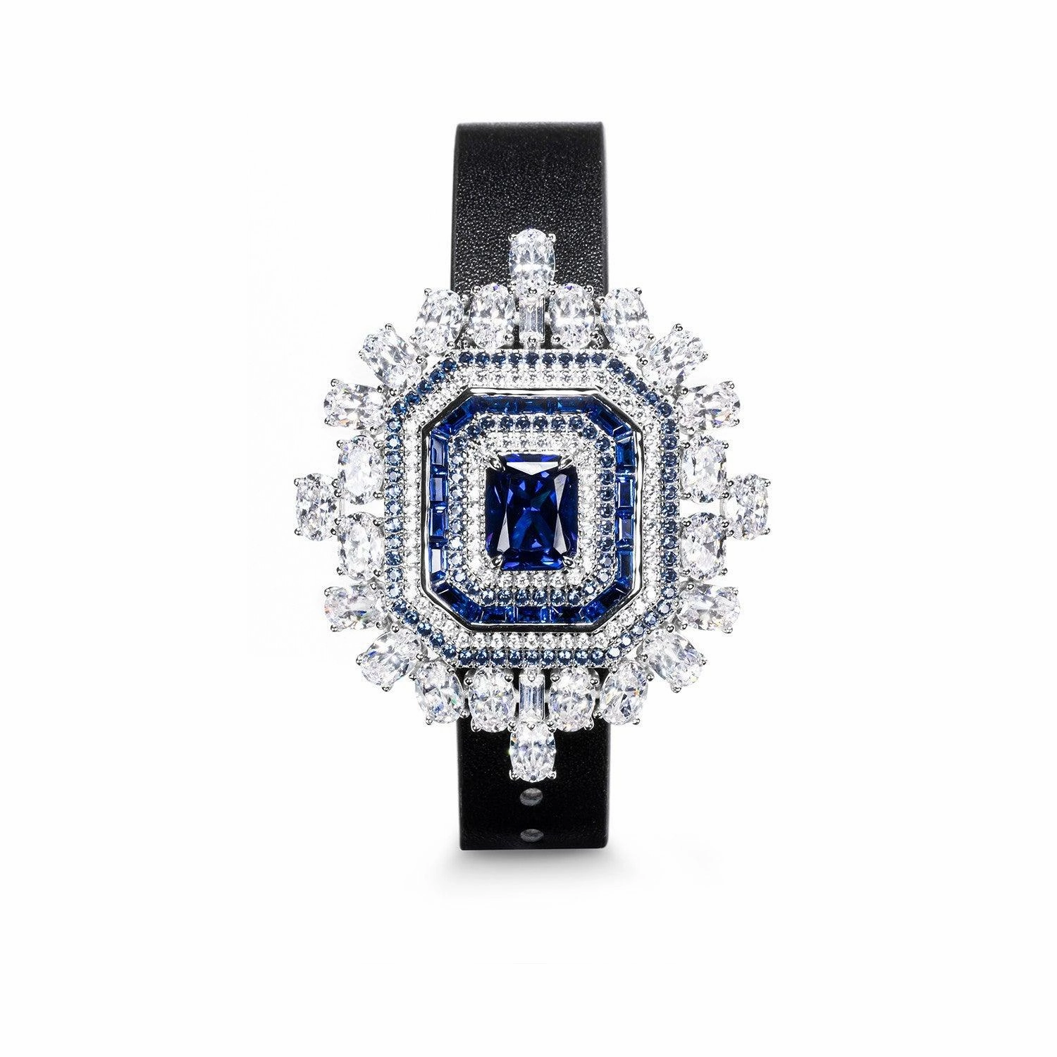 Elegant Sapphire And Diamond Watch With Necklace