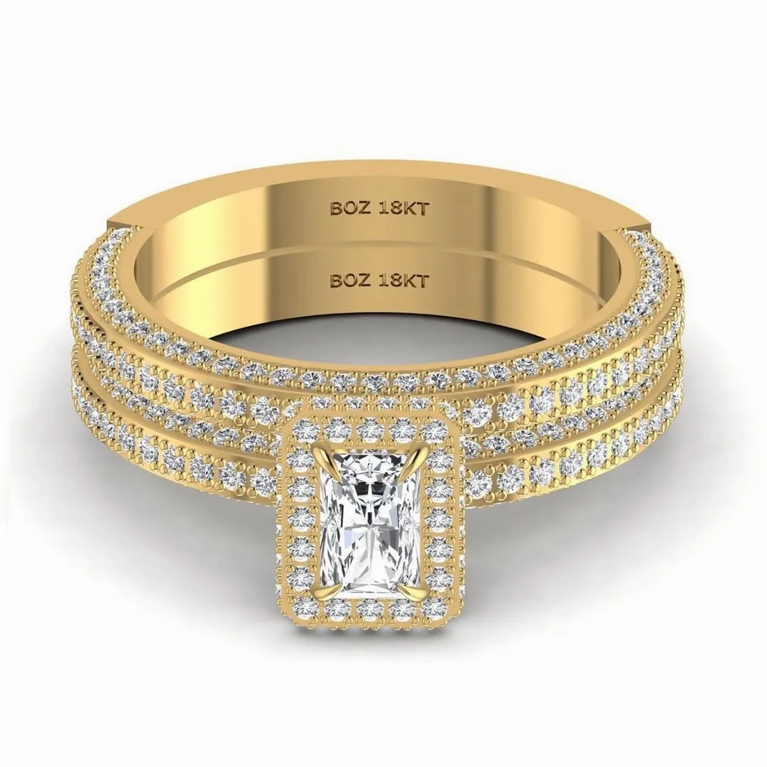 Elise Radiant Cut Diamond Bride Set in 18K Gold