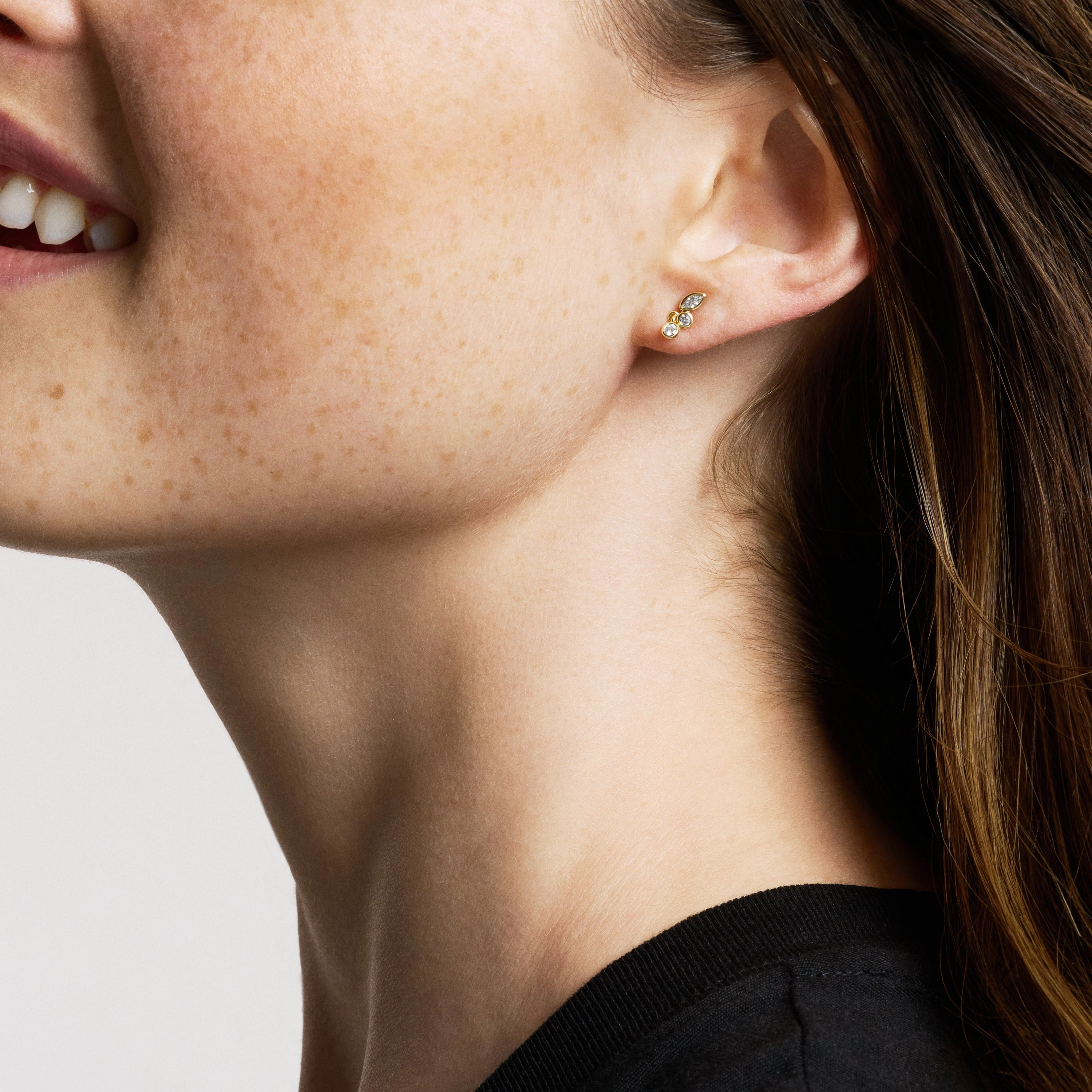 Ellis Toi Et Moi Gold-Tone Brass Stud Earrings