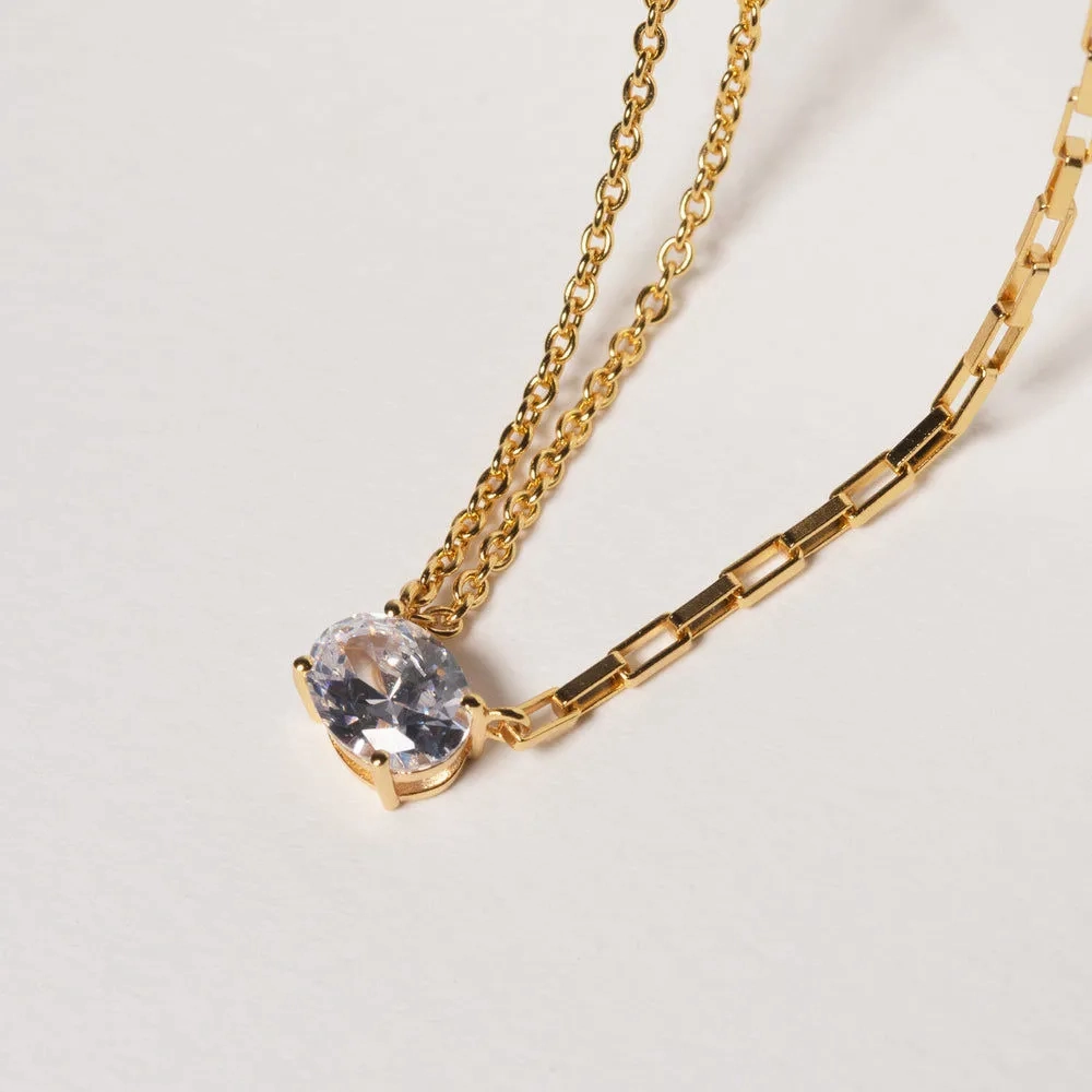 Ellisse Uno 18K Gold Plated Necklace w. Zirconia