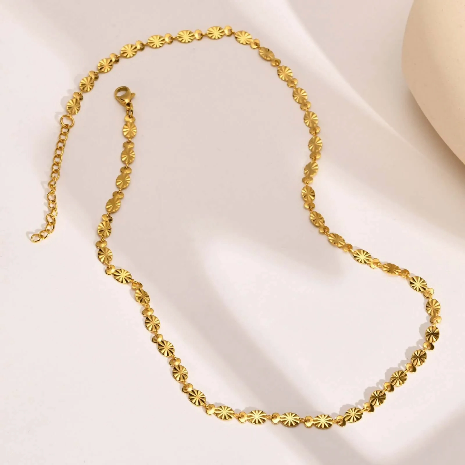 Embossed No-Tarnish Medical Grade Titanium Chain Necklace