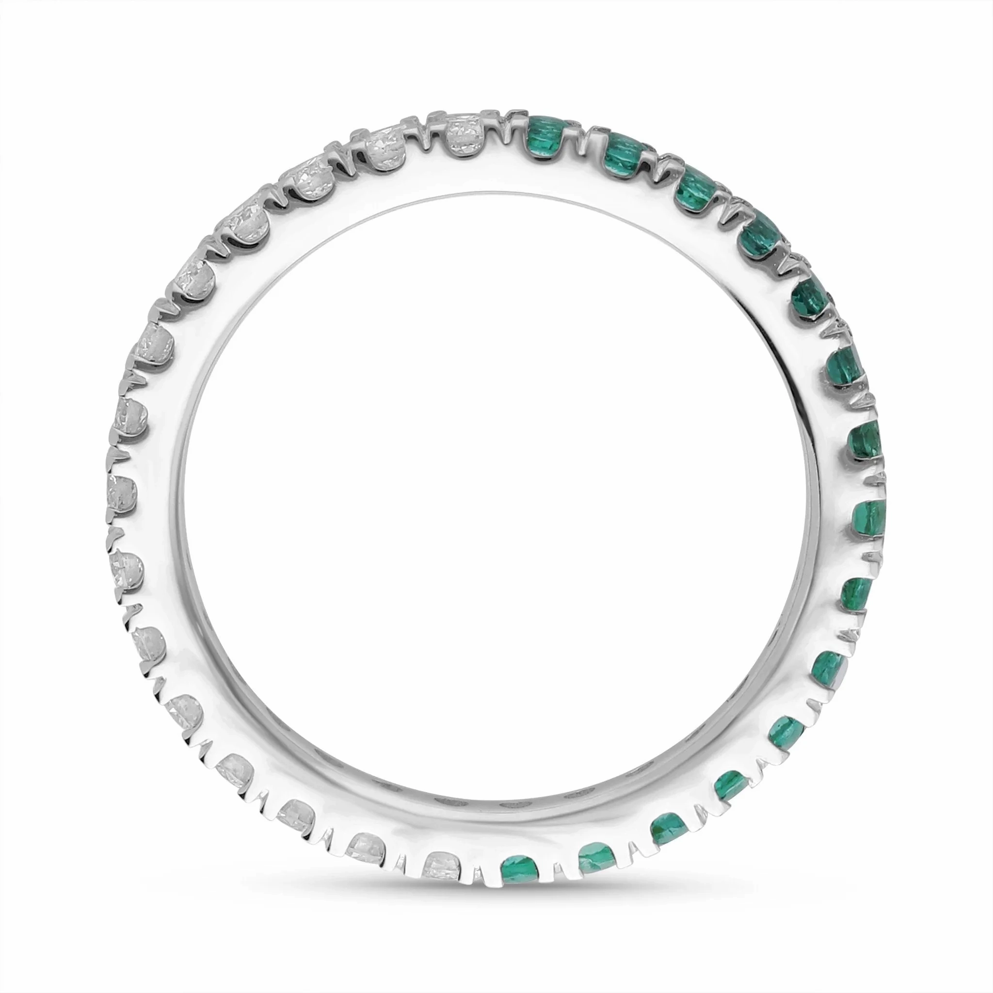 Emerald and Diamond Round Full Eternity Band- WG