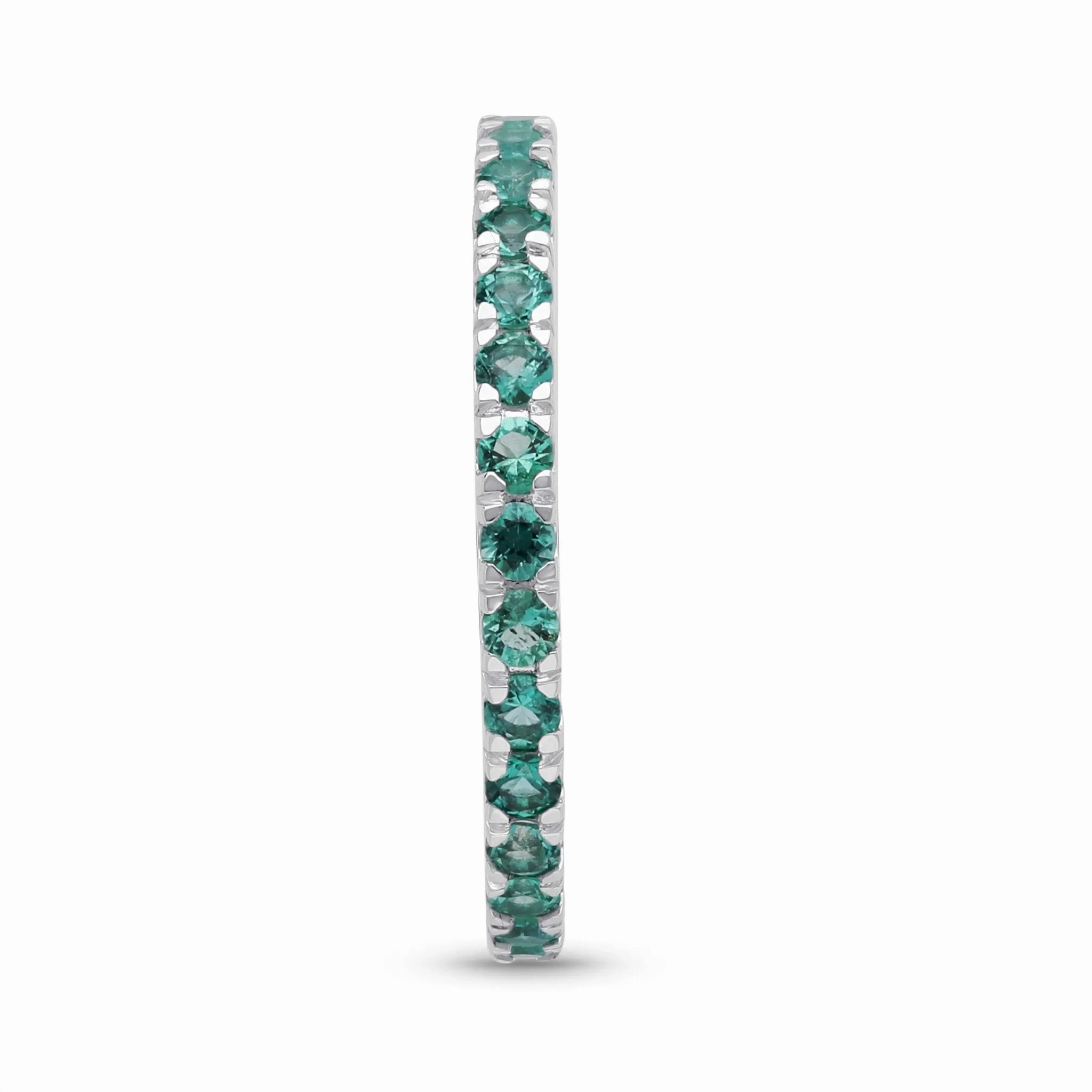 Emerald and Diamond Round Full Eternity Band- WG