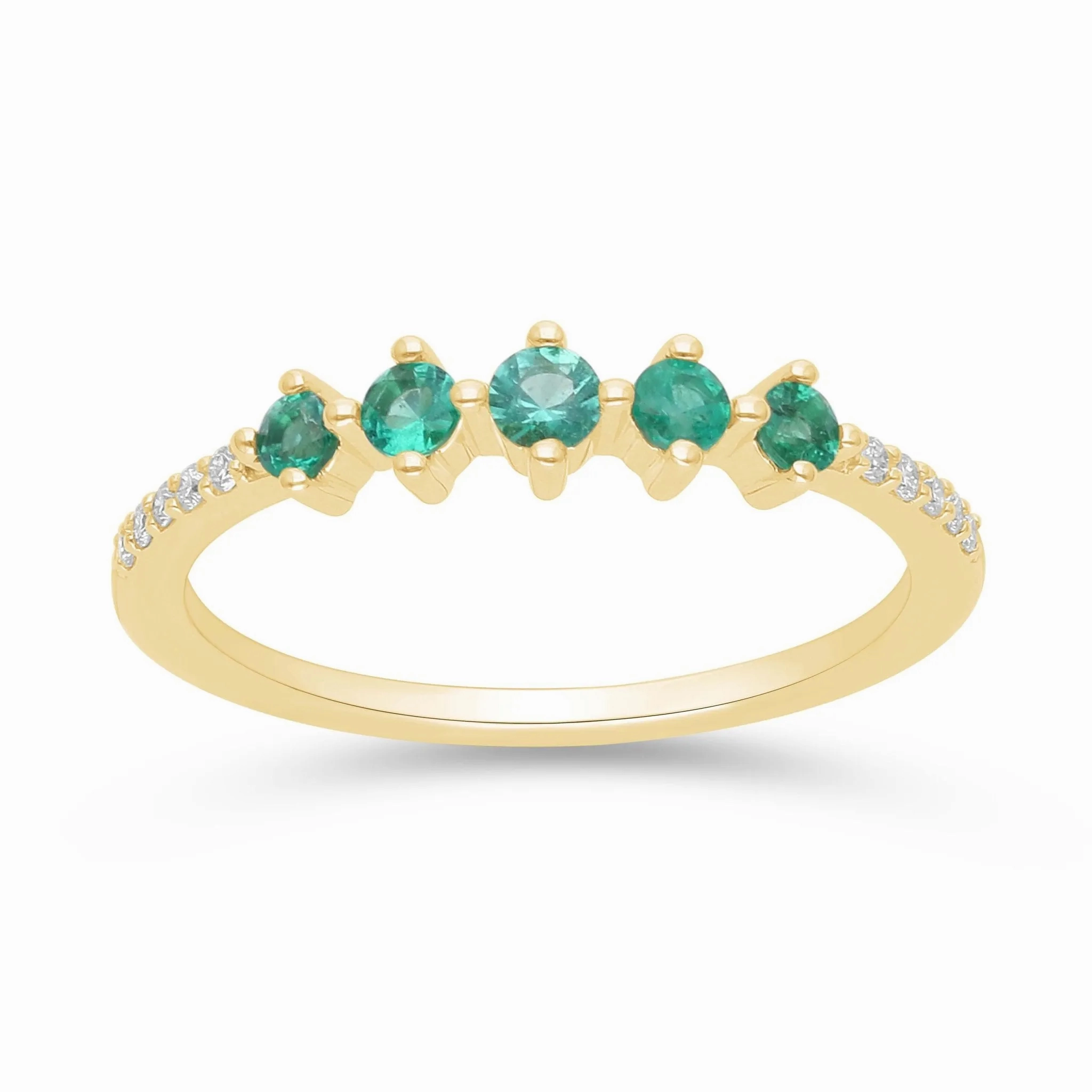 Emerald and Diamond Stackable Ring - WG