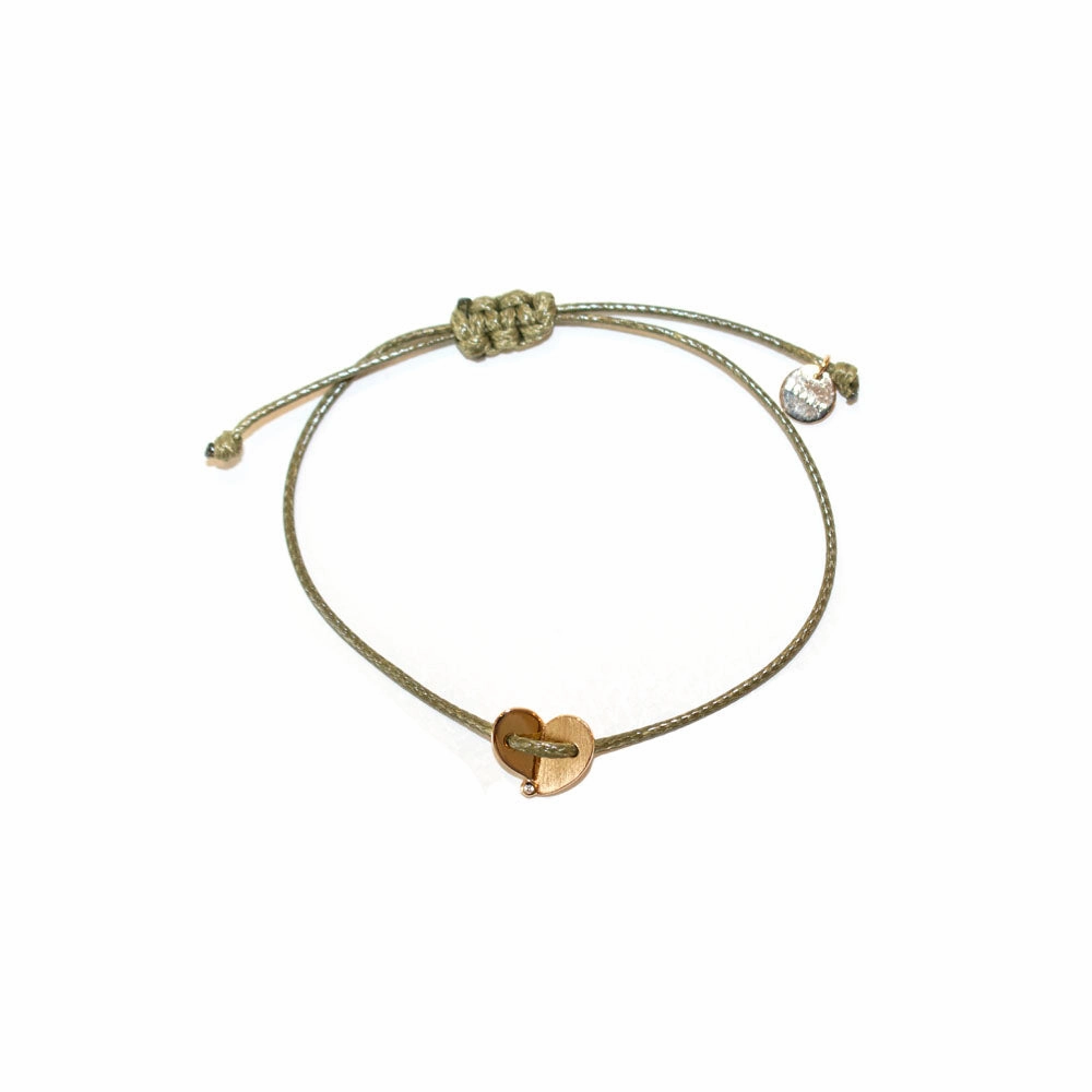 Esprit Bracelet Army Green Color String With Rosegold Heart Shape Charm Matt & Glowsy Finish fashion-jewelry  