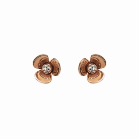 Esprit Earrings Ip Rosegold & Flower Design With Stone 
