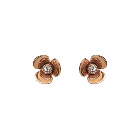 Esprit Earrings Ip Rosegold & Flower Design With Stone 