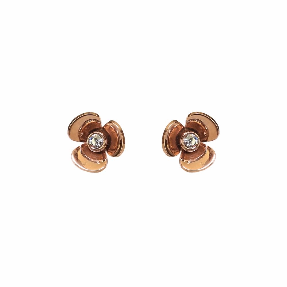 Esprit Earrings Ip Rosegold & Flower Design With Stone 