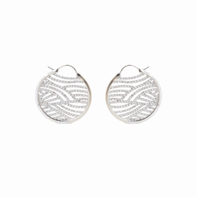 Esprit Earrings Silver Color Round Style With Stone 
