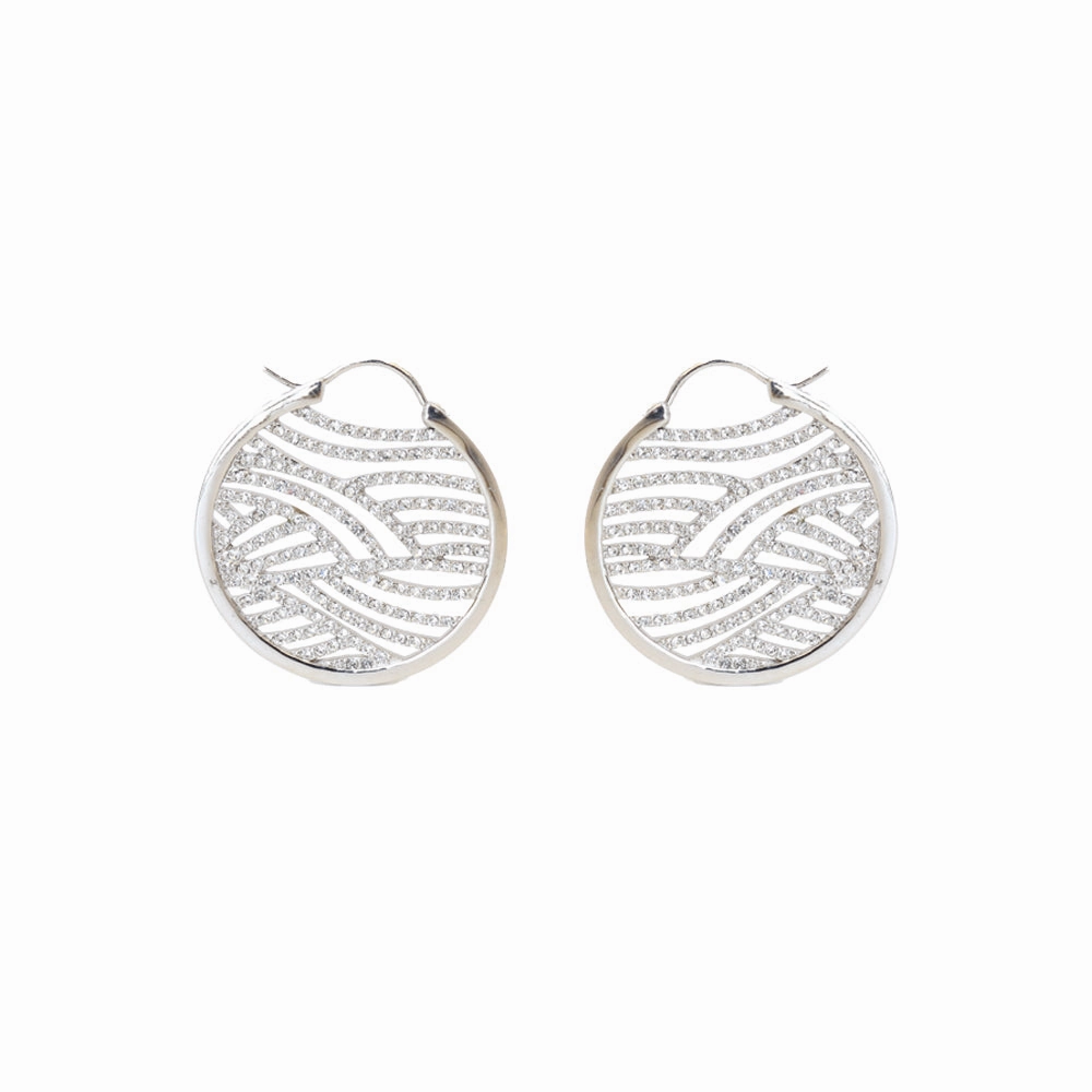 Esprit Earrings Silver Color Round Style With Stone 