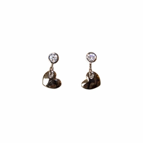 Esprit Earrings Silver With Stone & Heart Shape Design 