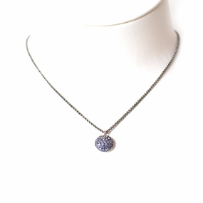 Esprit Necklace Gun Metal Chain With Round Style Blue Stone Pendant fashion-jewelry  
