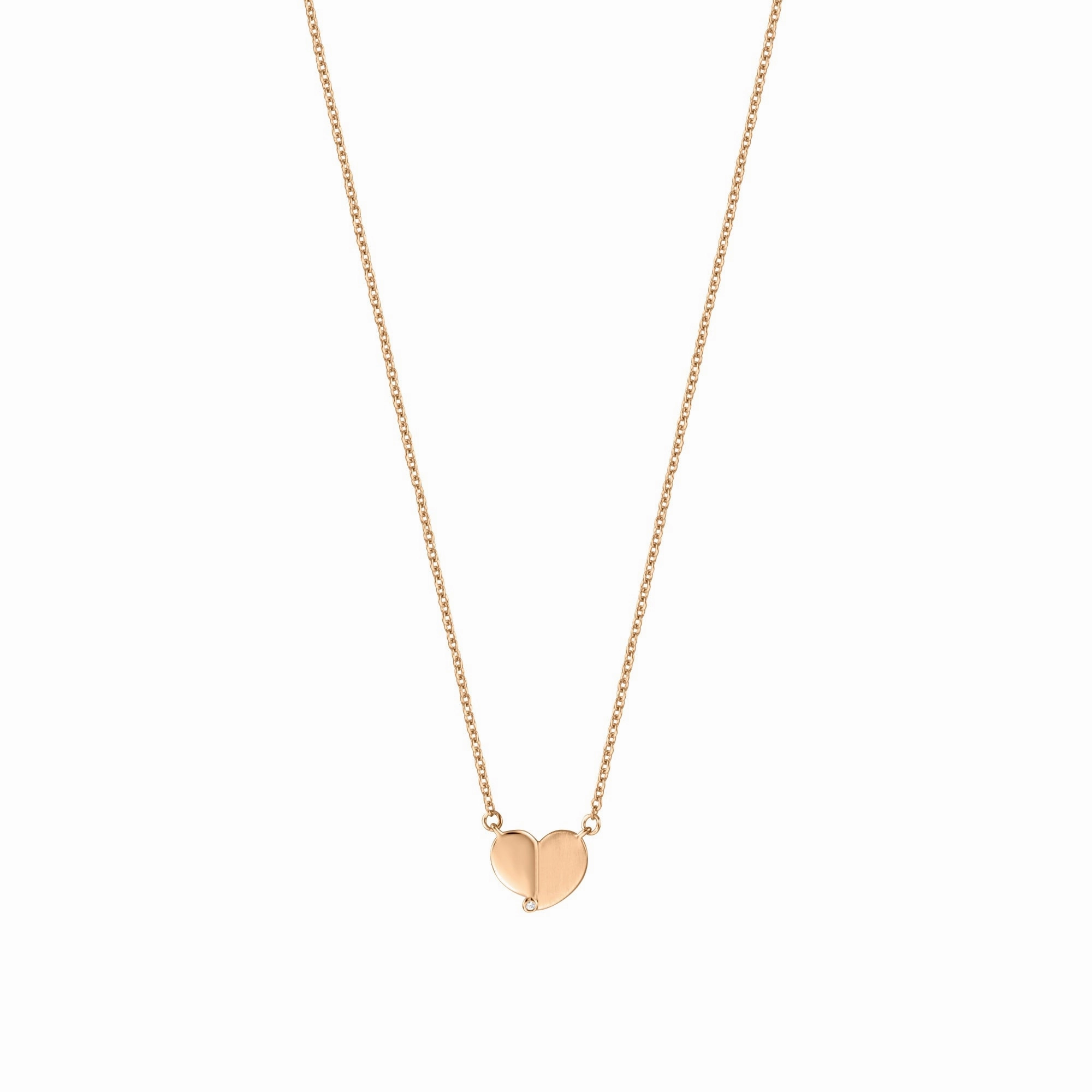 Esprit Necklace Rosegold Chain With Heart Shape Matt & Glowsy Finish Pendant