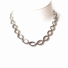 Esprit Necklace Silver Oval Shape With Chain Glowsy Finish fashion-jewelry  